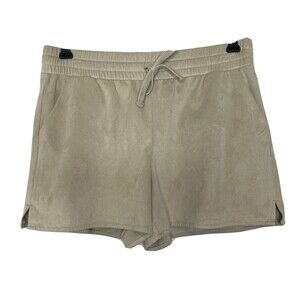 Juicy Couture Beige Tan Suede Look Alike drawstring shorts Womens Small Casual